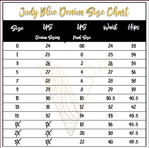 judy blue size chart jeans